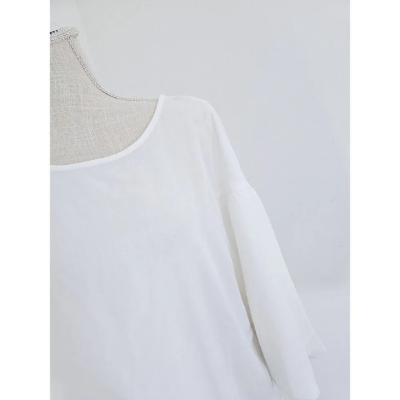 Elizabeth And James White Simi Sheer Polyester Crepe Bell Sleeve Blouse Top M - Picture 2 of 12